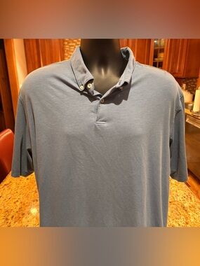 Peter Millar men’s golf polo. Sharp solid blue with logo. 2XL